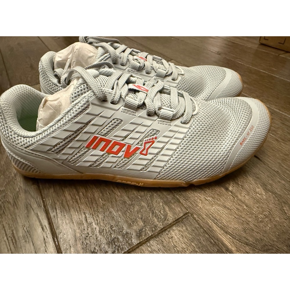 Inov-8 Bare-XF 210 V3 Shoes Women 8.5 Grey Coral Gum Minimalist Training Sneaker